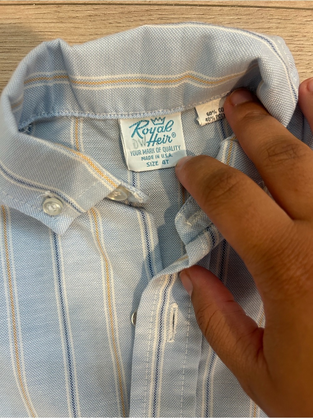 Vintage Royal Heir Boys Light Blue Striped Button-Down Shirt - Picture 3 of 4